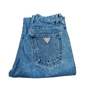 Vtg Guess Jeans High Waisted Straight Leg Medium Wash Denim Sz 28 Casual Classic